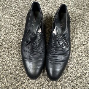 Umberto Raffini Womens 9.5 Black Leather Ruched Heeled Loafers Rick Owens Style
